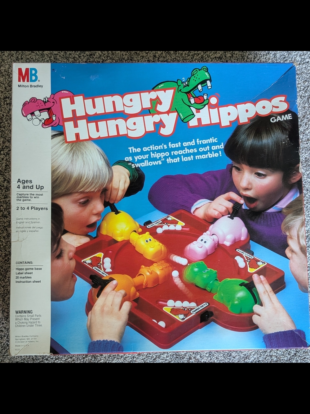 Hungry, Hungry Hippos - MB - Original Game - 21 Original Marbles - Vintage 1978